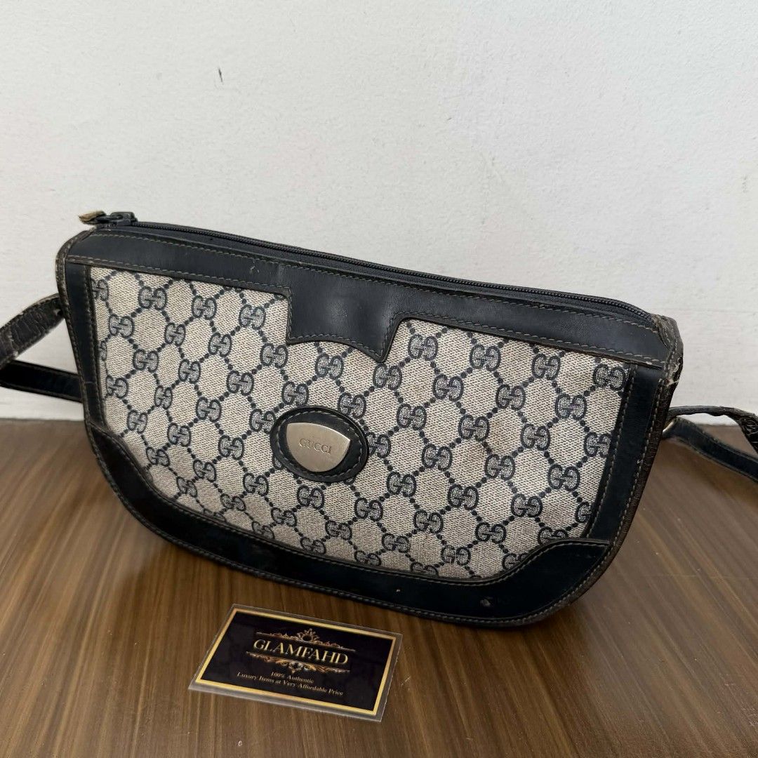 Pre Owned Authentic GUCCI GG Vintage Bag (Category: Luxury Bags & Wallets) located in Paranaque City. Submitted by Glamfahd (Listing ID 1429347802, Image 2). Description: Pre Owned Authentic GUCCI GG Bag Inclusion/s: None Condition Well Used condition Marks on exterior Marks on interior Dirt on exterior Silver zipper puller conmected to the main zipper closure has been removed but still useable. Bag is really a great buy! Please manage your expec