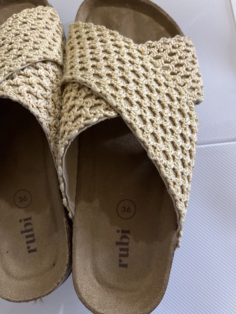 Rubi Woven/Beach Sandals (Birks inspired) (Category: Flats & Sandals) located in Muntinlupa City. Submitted by grace.declutters (Listing ID 1429388959, Image 2). Description: Used couple of times (2-3x). Bought it for ₱600+. Very nice sandals for beach or for strolling around this summer! Selling low, price still negotiable. RFS: decluttering.