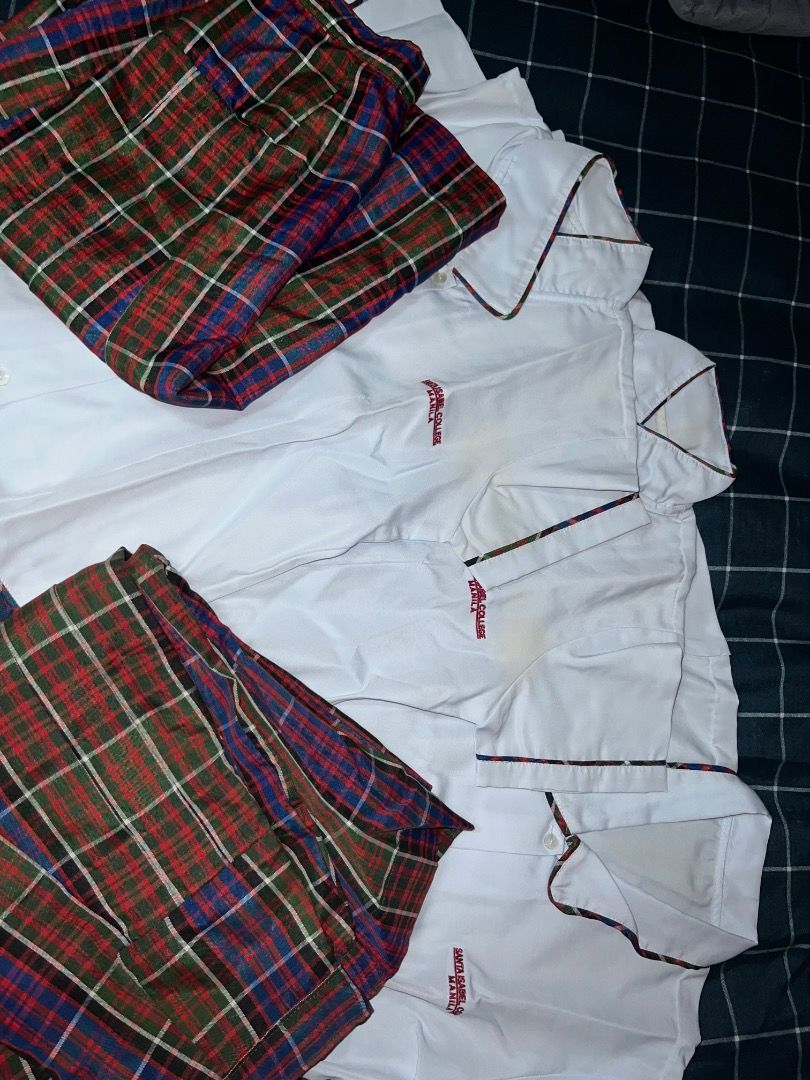 Santa Isabel / SICM - SHS Uniform Set (Category: Undergarments & Loungewear) located in Manila. Submitted by matchalant (Listing ID 1429457392, Image 3). Description: Santa Isabel College of Manila (SICM) Senior High School Uniform set — 3 blouse & 2 skirt — blouse can fit xs-small (perfect for petite) — size 24-26 skirt (above the knee) — there are some yellow stains (I think it can remove naman just ibabad lang) I only used this for almost two 