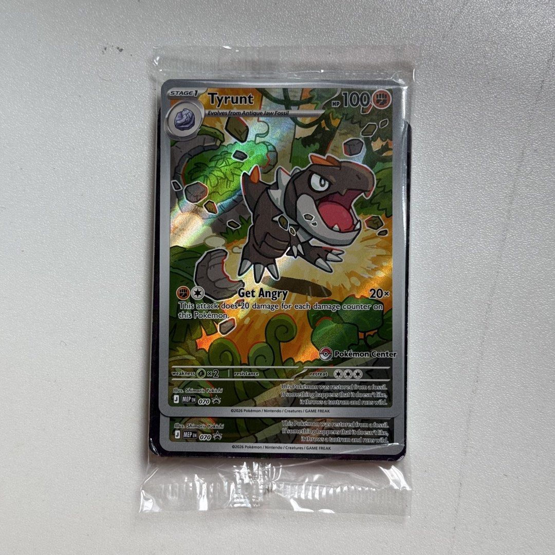 SEALED] Tyrunt Pokemon Center Stamp #70 Pokemon Black Star Promo Card 070  MEPen from Perfect Order Pokemon Center PC ETB, Hobbies & Toys, Toys &  Games on Carousell