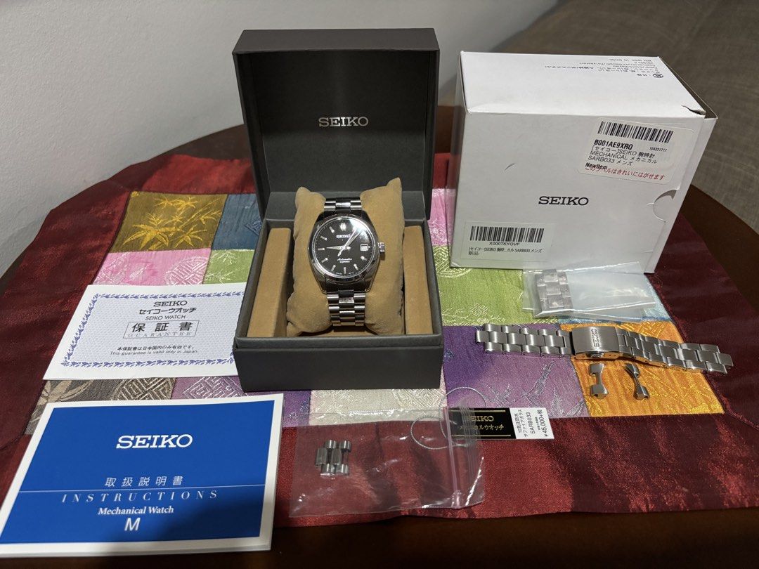 Seiko SARB033 Automatic Watch (Category: Luxury Watches) located in Makati City. Submitted by eric103 (Listing ID 1429455561, Image 2). Description: Seiko SARB033 JDM automatic watch with a black dial. Includes the original box, papers, tags and extra links. Includes Uncle Seiko lincoln bracelet 38mm 6R15D movement.