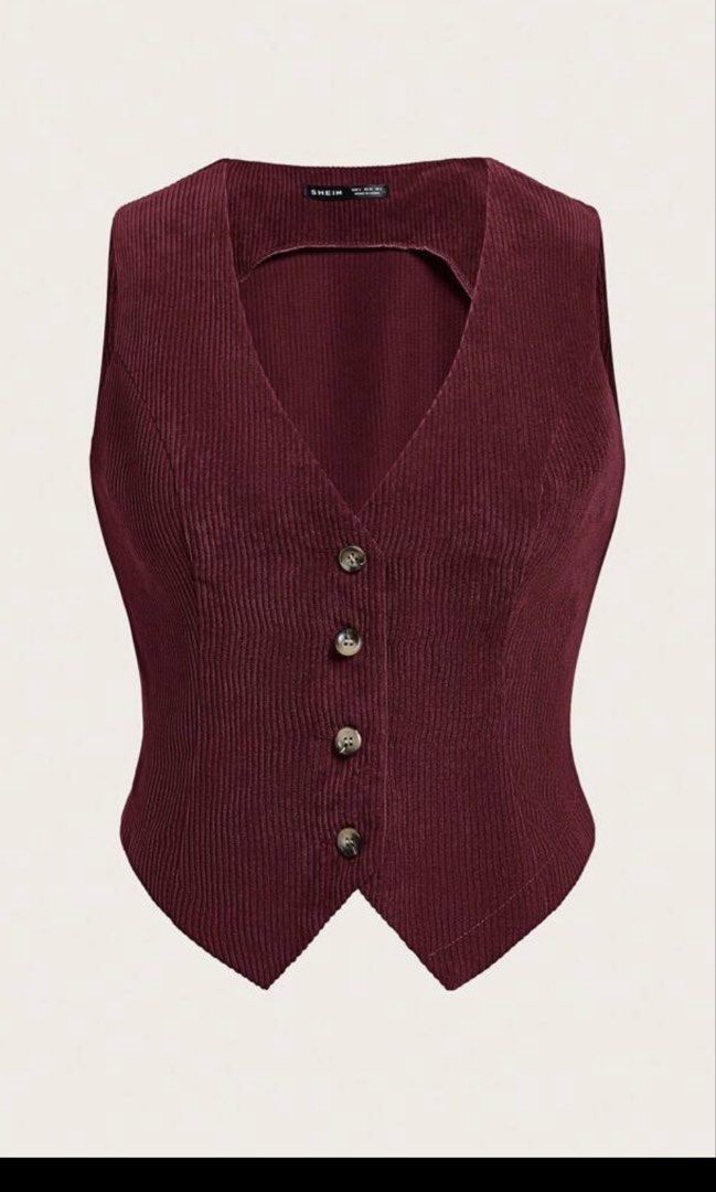 SHEIN Corduroy Button Front Vest (Category: Others Tops) located in Makati City. Submitted by sfluvs (Listing ID 1429436561, Image 3). Description: Haven't been used, just an extra top and need to declutter..
