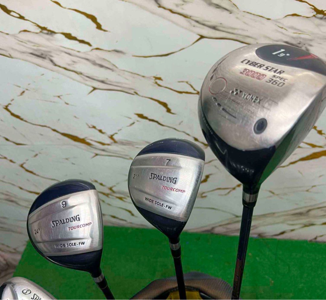Spalding Tour Comp Golf Club Set with Bag (Category: Golf) located in Manila. Submitted by takemystuffbuymystuff (Listing ID 1429468898, Image 3). Description: Spalding Golf Set for Men Php7,000⛳ Putter: Ping Anser Blade Type Putter Irons: Spalding 5,6,7,8,9,PW Graphite Shaft Regular Flex Woods: Spalding Tour Comp 7&9 woods Regular Flex Driver: Yonex CyberStar 9° degree Regular Flex Bag: Judge Founders Club Golf Bag all zippers working and no iss