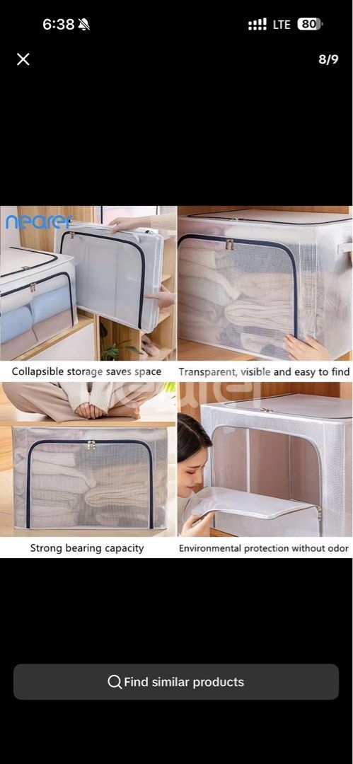 Storage Clothes Organizer (Category: Storage Boxes & Baskets) located in Marikina City. Submitted by sp8cious (Listing ID 1429432899, Image 2). Description: Bought from Tiktok Shop for 150 Tried to use but too small.