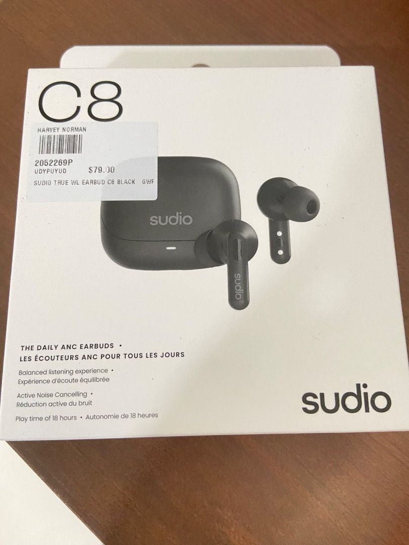 Sudio C8 True Wireless ANC Earbuds - Black
