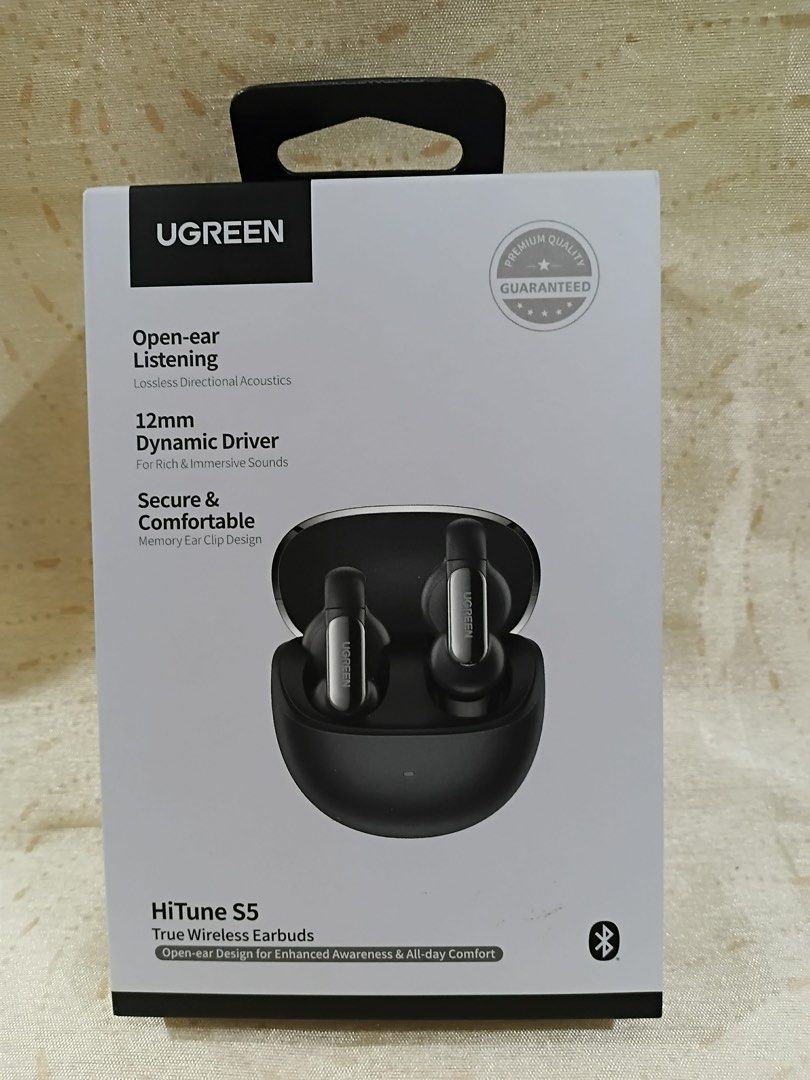 UGREEN HiTune S5 True Wireless Earbuds (Category: Earphones) located in Manila. Submitted by cutiecie (Listing ID 1429403770, Image 1). Description: UGREEN HiTune S5 True Wireless Earbuds – Open-Ear Bluetooth 5.4 Brand new UGREEN HiTune S5 wireless earbuds with open-ear design for all-day comfort and awareness. Features 12mm dynamic drivers for rich, immersive sound, Bluetooth 5.4 for stable connection, and secure memory ear-clip fit. Includes ch
