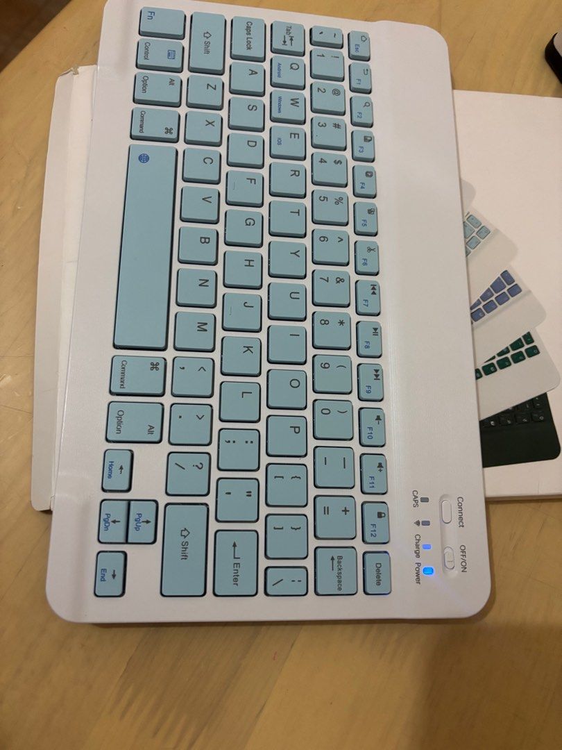 Wireless Keyboard (Category: Computer Keyboard) located in Manila. Submitted by ytta18 (Listing ID 1429380876, Image 3). Description: Goojodoq wireless keyboard in blue, compatible to ipad 10th gen or other models.