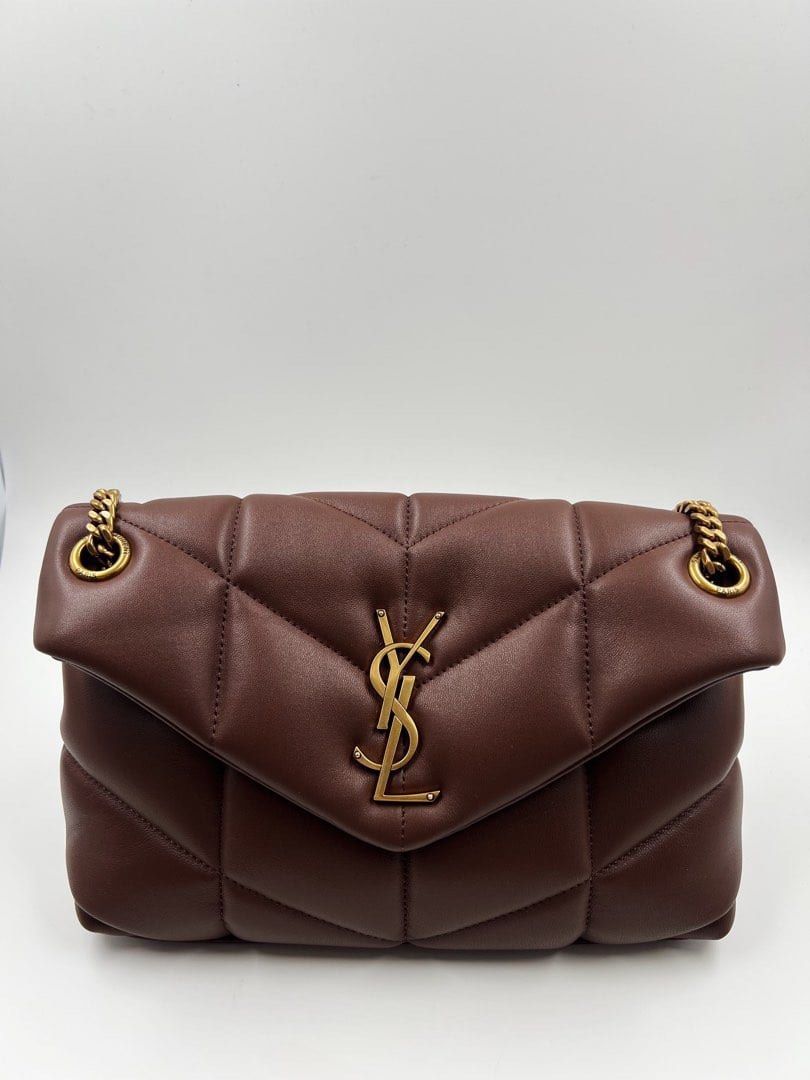 ⚜️YSL - Saint Laurent Puffer Bag (Category: Luxury Bags & Wallets) located in Makati City. Submitted by 90sangel (Listing ID 1429457497, Image 3). Description: •Item: YSL Puffer bag in dark brown 🤎 •Size: Small •Condition: Excellent! DM for more pictures. *consigned only .