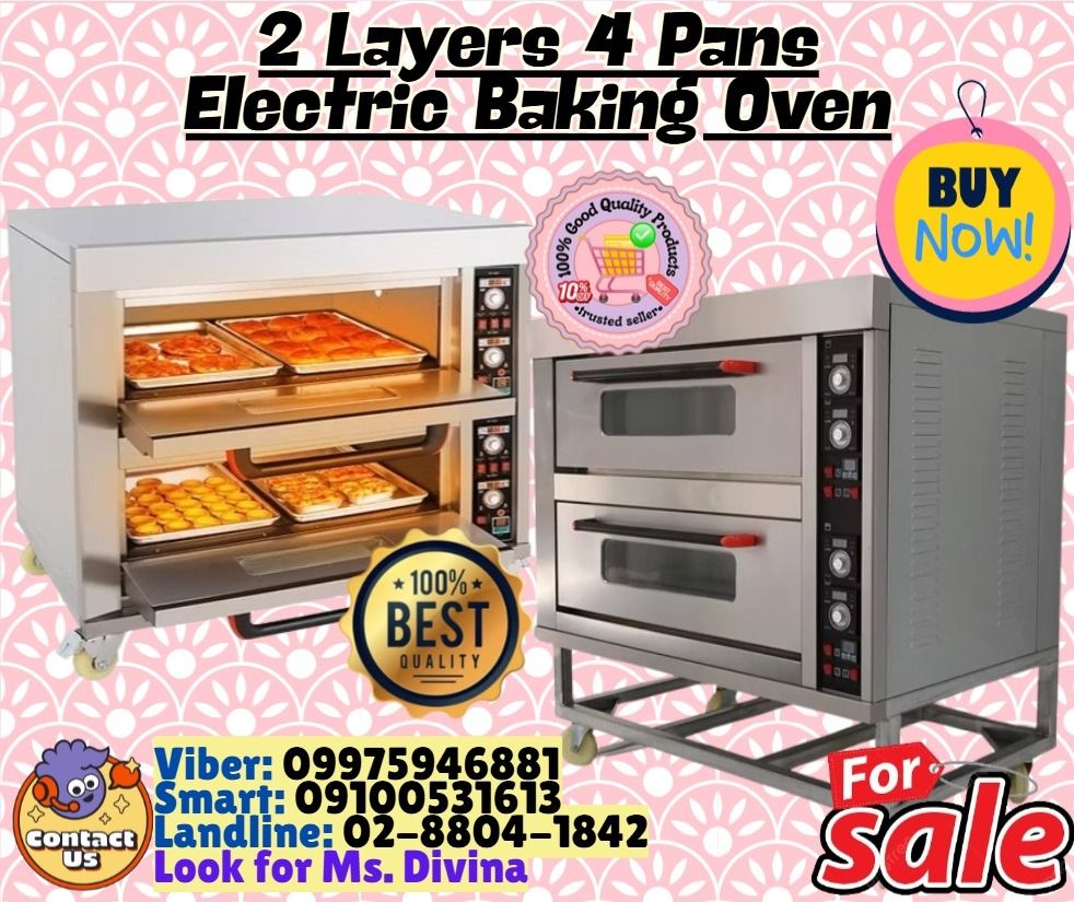 2 Layers 4 Pans Electric Baking Oven Machine (Category: Bakeware) located in Manila. Submitted by luckywater-f5060a (Listing ID 1424617289, Image 1). Description: 🌏 We Can Deliver Nationwide 👉 AP Cargo, LBC & Lalamove (🛳️ Sea /✈️ Air Freight) 📍 HURRRYYYY!!! BUY NOW!!! & GET LESS DISCOUNT 📍 SALE❗️SALE❗️SALE❗️ 🔥 2 Layers 4 Pans Electric Baking Oven Price: 208,800 ✅ 💯 Guaranteed Seller ✅ High Quality Products ✅ 💯 Legit Distributor ✅ Complete