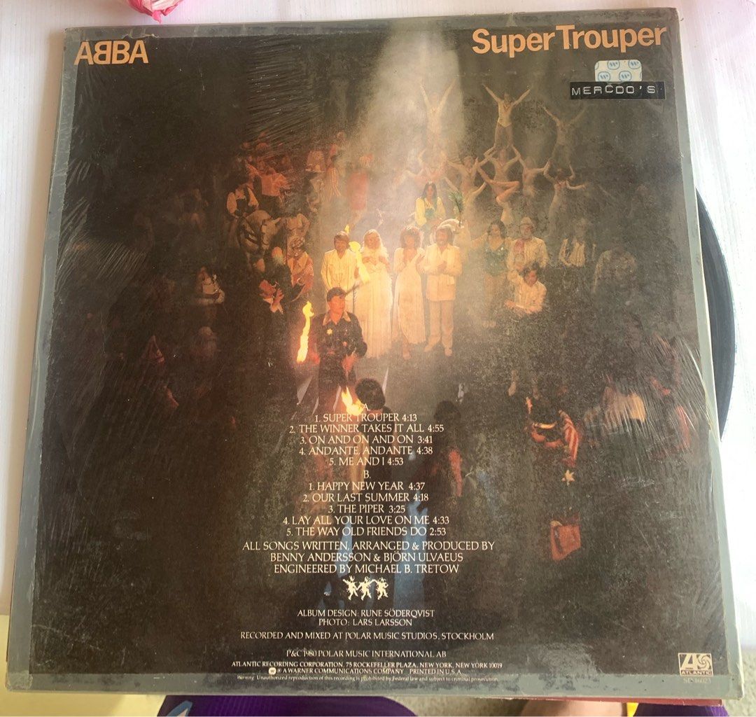 Vintage ABBA - Super Trouper Vinyl Record (Category: Vinyls) located in Calasiao. Submitted by beardmodefinds0707 (Listing ID 1424549464, Image 3). Description: - ABBA "Super Trouper" Vinyl Record - Features the hit song "The Winner Takes It All" - Vintage condition - Classic album cover art - Perfect for ABBA fans and vinyl collectors - Meetup available at Robinsons Place Pangasinan - with music lyrics - Tested and working with video - Vintage g