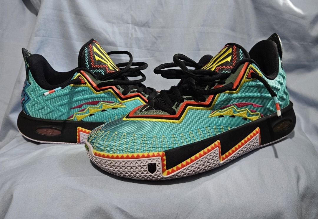 ANTA KAI 2 (Category: Casual Shoes) located in Marikina City. Submitted by queenbelle28 (Listing ID 1424544178, Image 2). Description: - ANTA basketball shoes - Color: Green, Black, and Blue - Unique patterned design - Size: US 10.5, EUR 44.5, CHN 275 - Designed for men - Includes original box .
