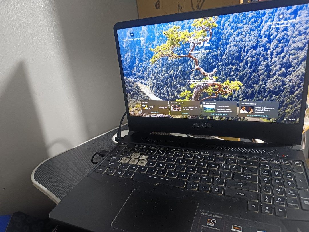 ASUS TUF Gaming Laptop Ryzen 7 (Category: Laptops & Notebooks) located in Manila. Submitted by amddeib (Listing ID 1424633537, Image 1). Description: hairline on body missing letter e unit and charger only all working keyboard with lc laptop cooler with asus bag .