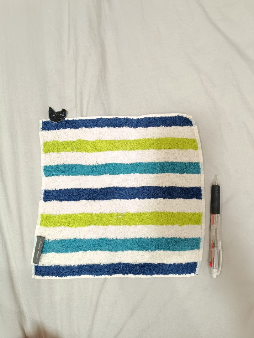 Atsuko Matano Striped and Patterned Towel and Tissue holder (Category: Bedding & Towels) located in Makati City. Submitted by jstreasuredfinds (Listing ID 1424679121, Image 2). Description: Complete your cute and cozy corner with Atsuko Matano face towel and matching tissue holder 🐱✨ Soft, high-quality Japan fabric that’s gentle on the skin — plus a tissue holder that adds that playful cat charm to your space. Perfect for your bathroom, vanity, 