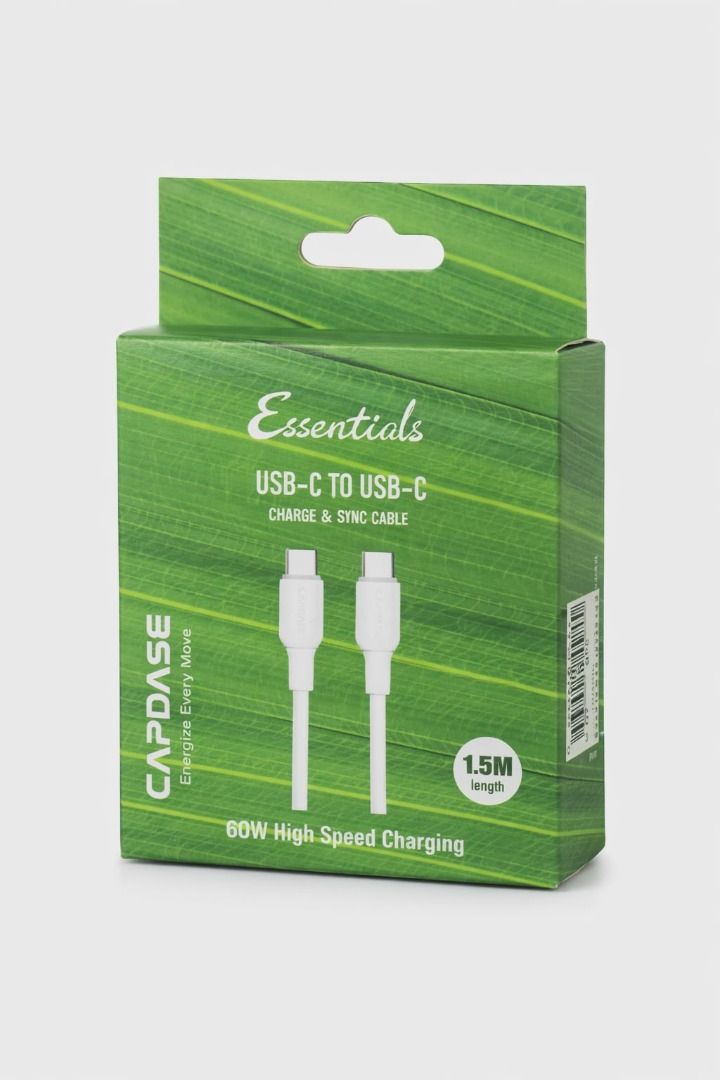 Capdase USB-C Fast Charging Cable 60W 1.5M – For Samsung / iPad / MacBook / Android (Category: Chargers & Cables) located in Taguig. Submitted by rosesofpositivity123 (Listing ID 1424640993, Image 1). Description: Original Capdase USB-C to USB-C charge and sync cable with 60W high-speed charging capability and 1.5 meter length. Perfect for fast charging compatible smartphones, tablets, and other USB-C devices. Durable and reliable cable that also