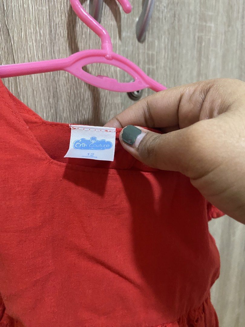 Crib Couture Red Dress Size 12 (Category: Babies & Kids Fashion) located in San Pedro. Submitted by cris1923 (Listing ID 1424633430, Image 2). Description: - Brand: Crib Couture - Color: Red - Size: 12 - Design: Square neckline, puffed sleeves, eyelet hem detail - Perfect for: Little girls - Style: Cute and comfortable - Occasion: Any.