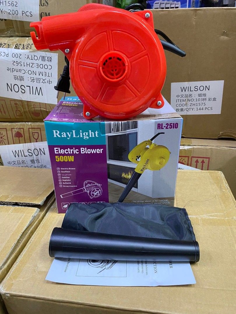 Electric Blower 500W RL-2510 (Category: Construction Tools & Equipment) located in Manila. Submitted by lyfrancois14 (Listing ID 1424564248, Image 2). Description: - RayLight RL-2510 Electric Blower - 500W Power - Blow and Suction Modes - Includes: Blower, Vacuum Attachment, Collection Bag - Color: Red.