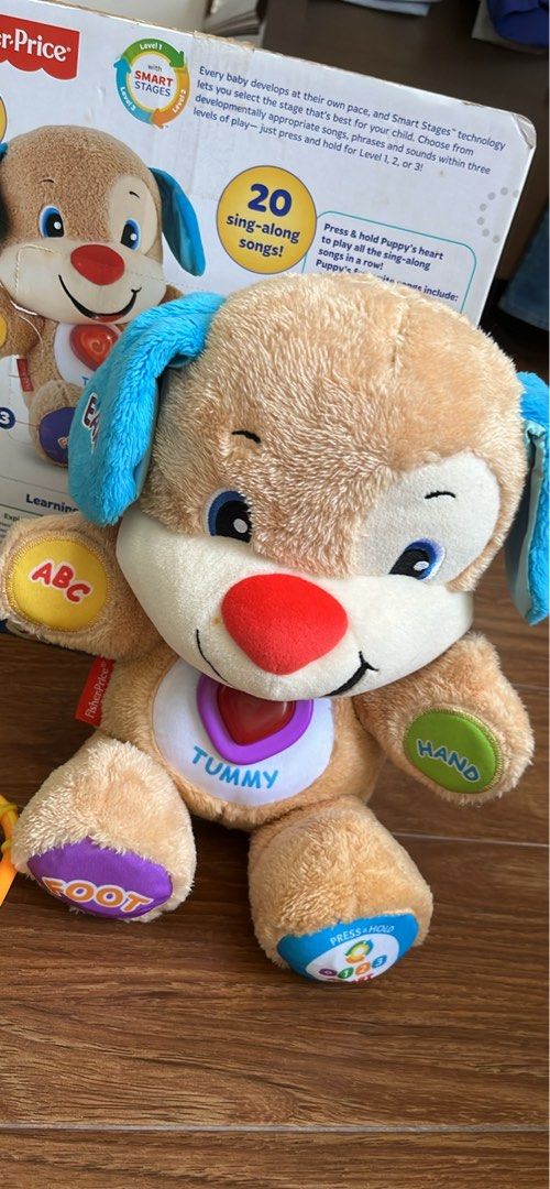 Fisher-Price bundle: Laugh & Learn Puppy (no sound) & Pull Along Turtle (Category: Infant Playtime) located in Muntinlupa City. Submitted by pg53934 (Listing ID 1424534142, Image 2). Description: Fisher price laugh and learn smart stages puppy has no sound and does not light up. This Fisher-Price Pull-Along Turtle is a classic developmental toy. It encourages gross motor skills, balance, and coordination, and the spinning shell helps with early l