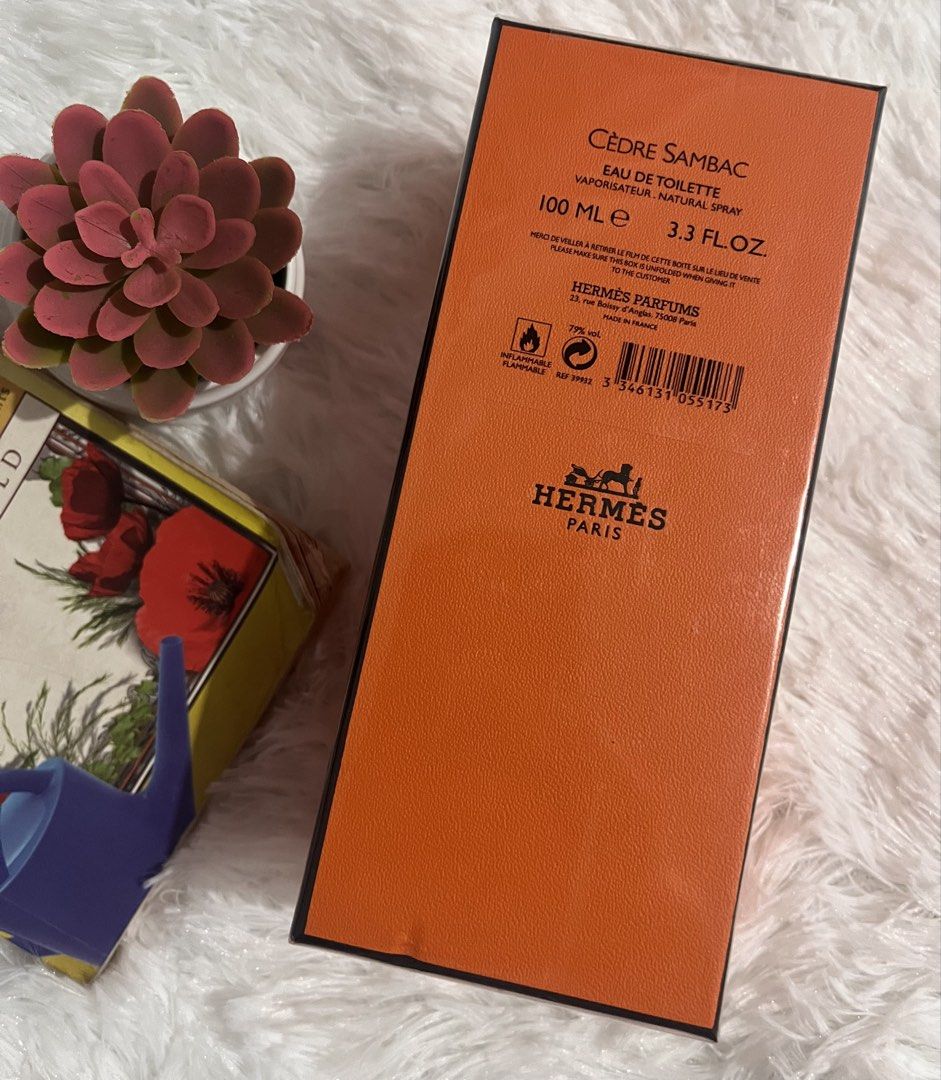 Hermes Cedre Sambac Eau de Toilette 100ml (Category: Fragrance & Deodorants) located in San Fernando. Submitted by greatnesshe (Listing ID 1424663409, Image 1). Description: Hermes Cedre Sambac Eau de Toilette. This fragrance comes in a 100ml bottle. It is a natural spray. Made in France. The box features the Hermes logo. * 💯 Tester from Japan * Can last Up to 8-12hrs * 💯Brand new * RFS; Helping a Church friend (padala) * One spray, instant pre