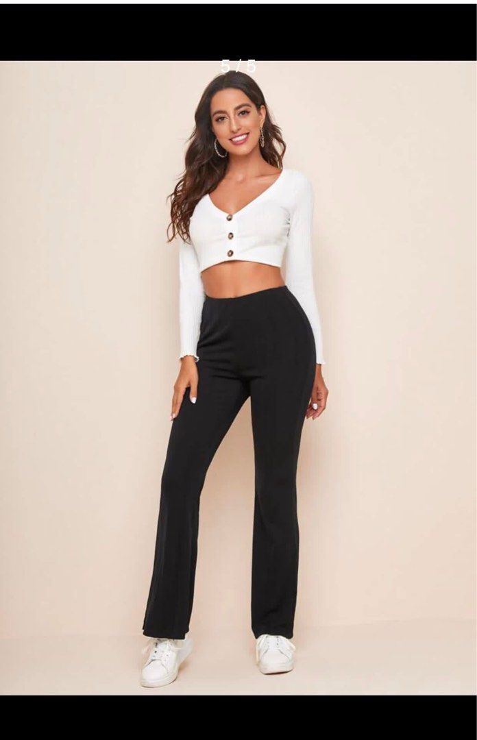 High Waisted Flare-Leg Pants (Category: Other Bottoms) located in Manila. Submitted by gee0505 (Listing ID 1424523266, Image 2). Description: - High-Waisted Flare Pants - Classic black color - Flattering fit - Comfortable design - Suitable for casual and semi-formal occasions - Modern flare-leg style.