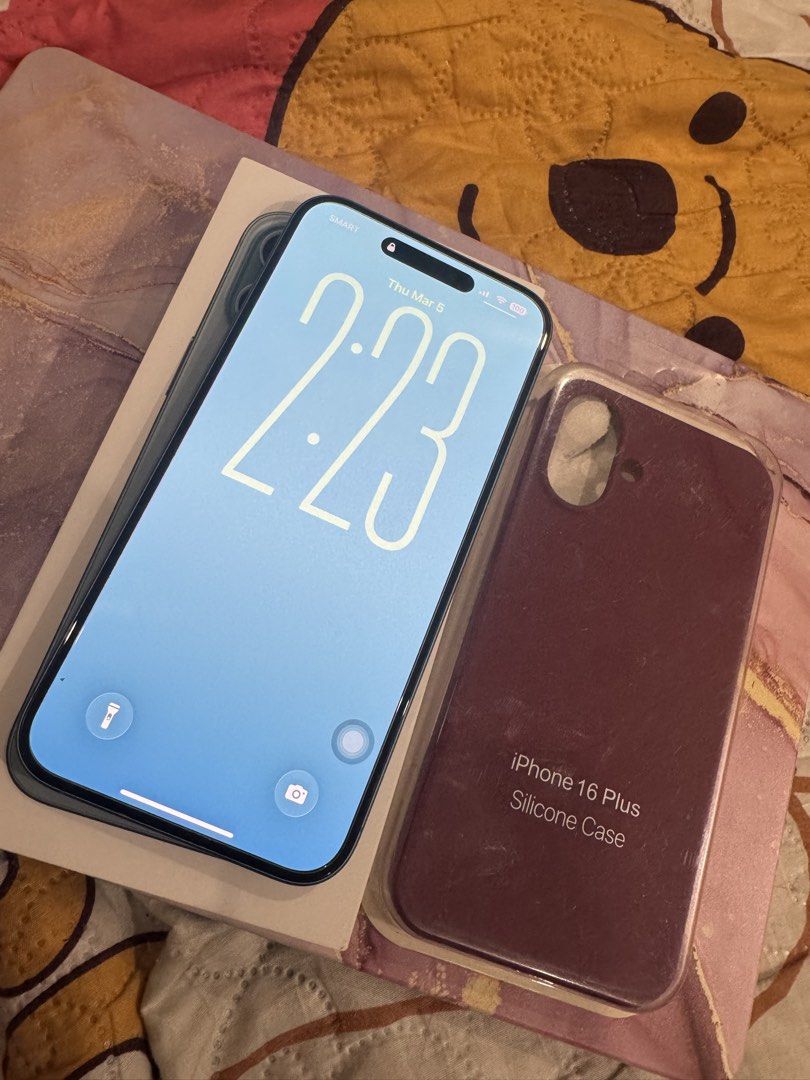 Iphone 16 plus 128gb Smartlocked- Under warranty (Category: Cases & Sleeves) located in San Pedro. Submitted by plusizzforless.ph (Listing ID 1424701692, Image 1). Description: Iphone 16 plus 128gb smartlocked 7 mos old- under warranty 100 Battery health 152 Cycle count No issues whatsoever Spare phone only- barely used Rfs: Need money Loc: San pedro Laguna.