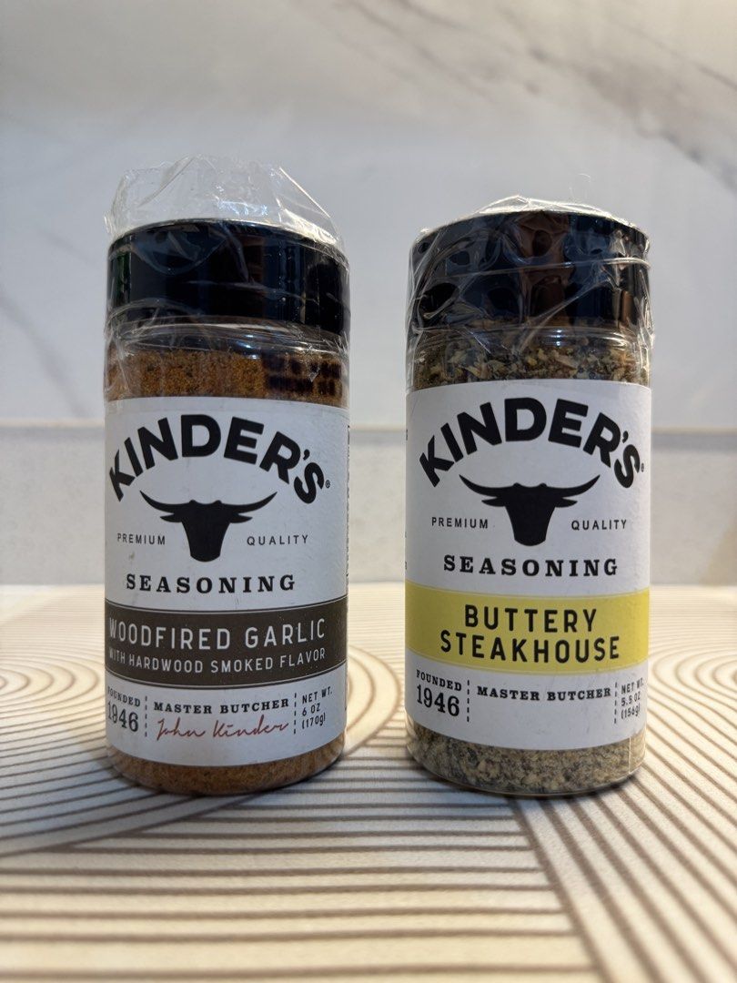 Kinder’s Seasonings (Prime Steak) (Category: Spice & Seasoning) located in Quezon City. Submitted by alxsanne (Listing ID 1424650481, Image 2). Description: New Kinder’s Seasonings Prime Steak- 600 Woodfired Garlic- 450 Buttery Steakhouse-450 .