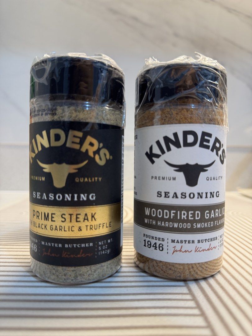 Kinder’s Seasonings (Prime Steak) (Category: Spice & Seasoning) located in Quezon City. Submitted by alxsanne (Listing ID 1424650481, Image 1). Description: New Kinder’s Seasonings Prime Steak- 600 Woodfired Garlic- 450 Buttery Steakhouse-450 .