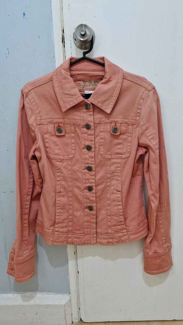 LA Idol Pink Jacket - Size S (Category: Coats, Jackets and Outerwear) located in Paranaque City. Submitted by pumpkinpixie (Listing ID 1424684006, Image 1). Description: - LAL Idol pink jacket - Size: S - Features: Button-up front, two chest pockets, buttoned cuffs - Material: 97% cotton - Design: Collared neckline, tailored fit - Adds a pop of color to any outfit * FROM USA.