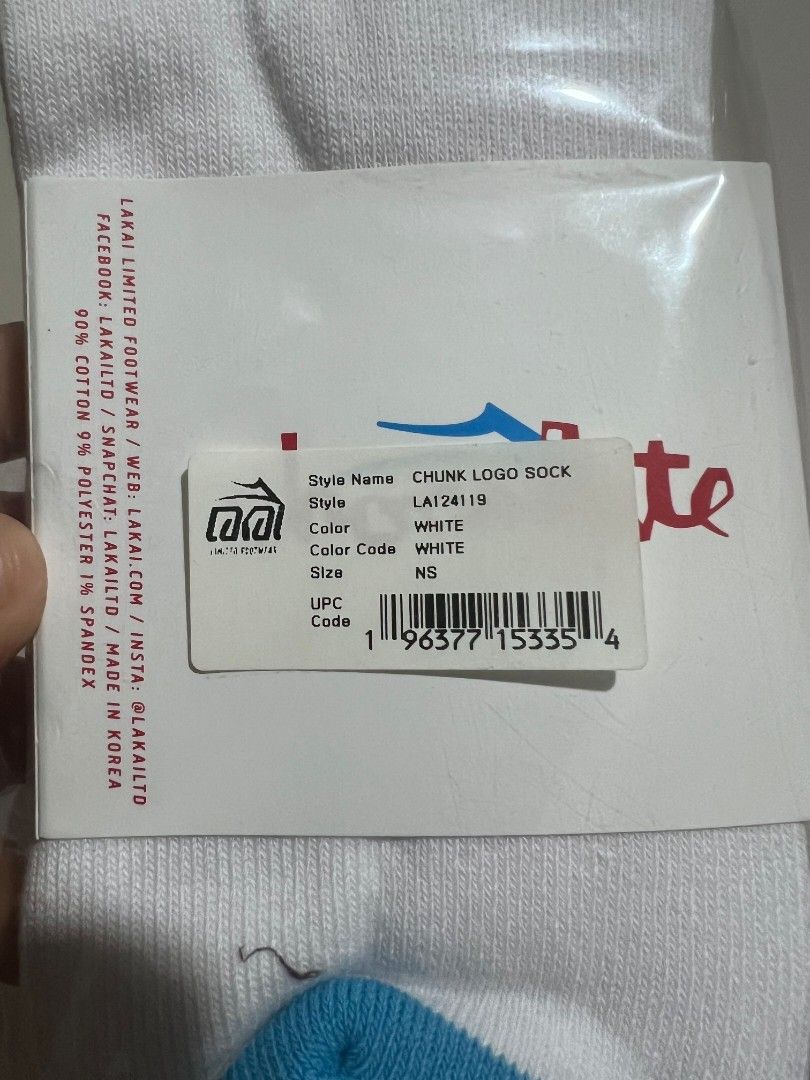 Lakai x Chocolate Chunk Logo Socks - White (Category: Socks) located in Manila. Submitted by thriftstore34 (Listing ID 1424686354, Image 3). Description: NS on tag (No Size) Free size Brand new with tags Never Used 🏷️499, add shipping fee ❎No COD/ COP.