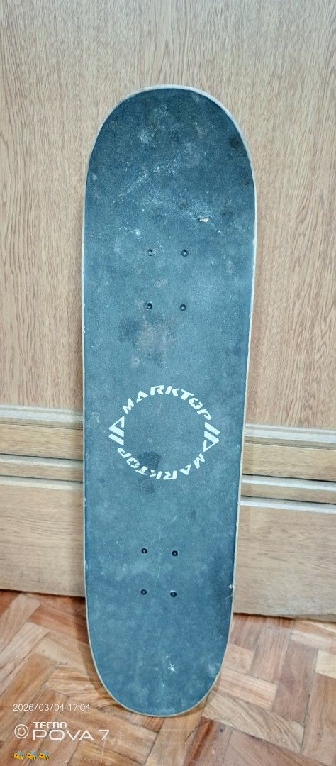Marktop Skateboard (Category: Skates, Rollerblades & Scooters) located in Manila. Submitted by jhaylex_0422 (Listing ID 1424606777, Image 1). Description: - Marktop skateboard - Unique "Happy Clown" graphic - Yellow wheels - Silver trucks - Black deck with Marktop logo - Deck features "1896" - Standard size.