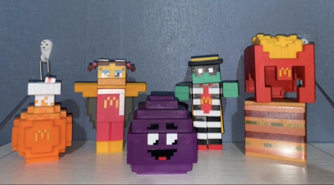 McDonald's Minecraft Collectibles (Category: Character Goods) located in Manila. Submitted by joaquinnathaniel (Listing ID 1424561220, Image 1). Description: Minecraft Movie collectibles Mcdo Selling as set Slightly negotiable.