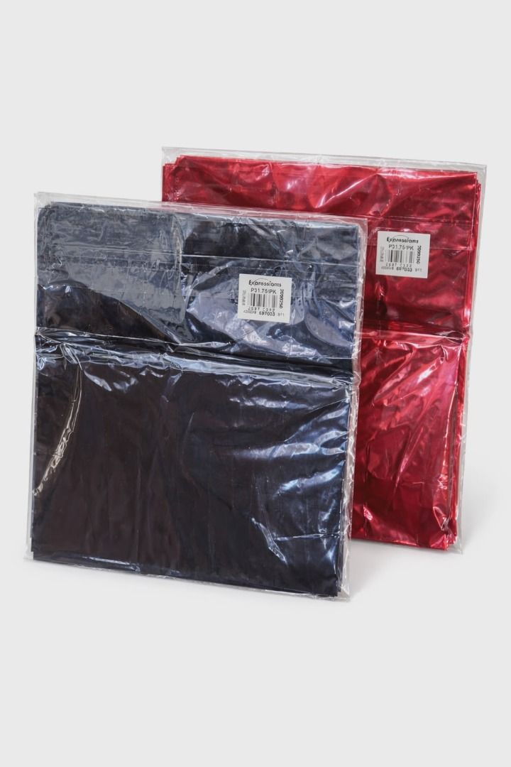 Metallic Gift Wrapping Sheets Set – Red & Black Party Wrappers (Category: Craft Supplies & Tools) located in Taguig. Submitted by rosesofpositivity123 (Listing ID 1424640706, Image 1). Description: Shiny metallic gift wrapping sheets in red and black, perfect for birthdays, holidays, and special occasions. These eye-catching wrappers give gifts a premium and elegant look. Great for gift wrapping, crafts, and decorations. Brand new and ready to us