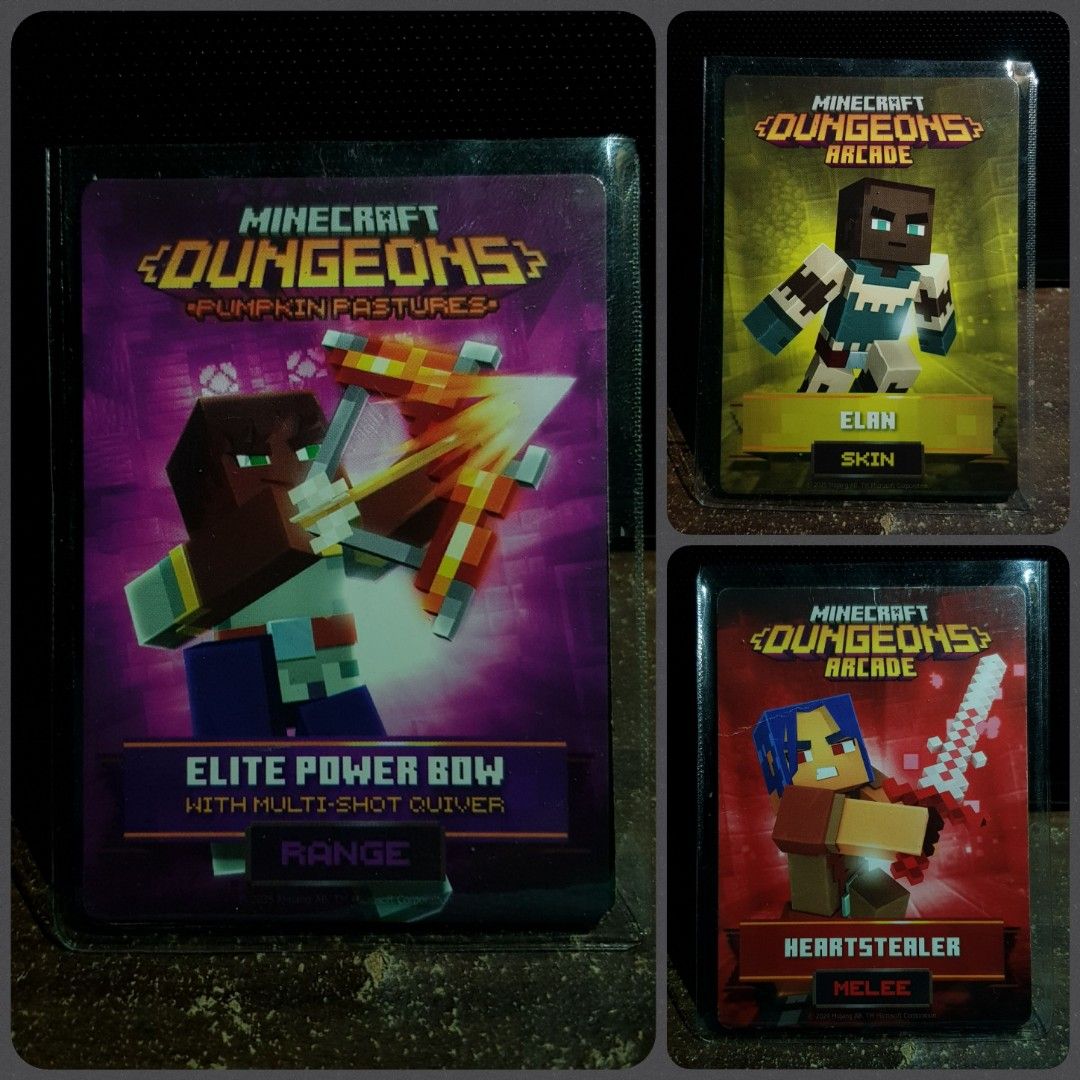 Minecraft Dungeons Arcade Trading Cards (p100 each) (Category: Raw Singles) located in Taguig. Submitted by ezmilyones (Listing ID 1424578645, Image 3). Description: AS NEW CONDITION NO CHIPS or SCRATCH WITH COVER ❌p100 x 14 pcs = p1400 🔥TAKE ALL for Only = p1200 (Free Ship).