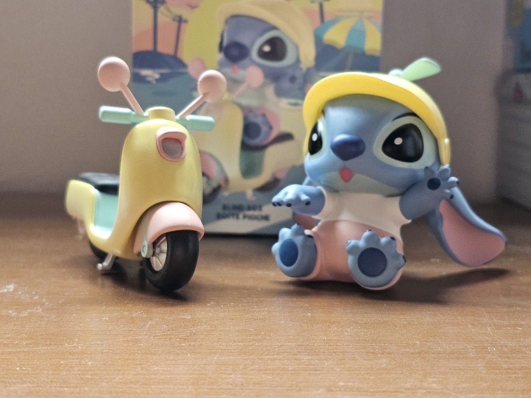 Miniso Stitch Trip Collection Blind Box Figurine (Category: Designer & Blind Box Toys) located in Quezon City. Submitted by findsbydavie (Listing ID 1424604626, Image 3). Description: - - Comes with box - Good as new - Motorcycle and Stitch stands on its own - Motorcycle steering can be turned - Wheels work - Hat spinny thing spins RFS: decluttering Non-negotiable price.