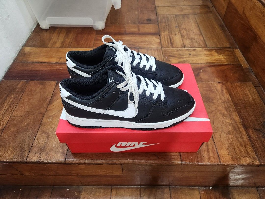 Nike Dunk Low 'Black Panda' (Category: Sneakers) located in Manila. Submitted by crslfinds (Listing ID 1424562229, Image 1). Description: Nike Dunk Low Black Panda Barely used, almost brand new and complete with box Size 10 US RFS: Decluttering.