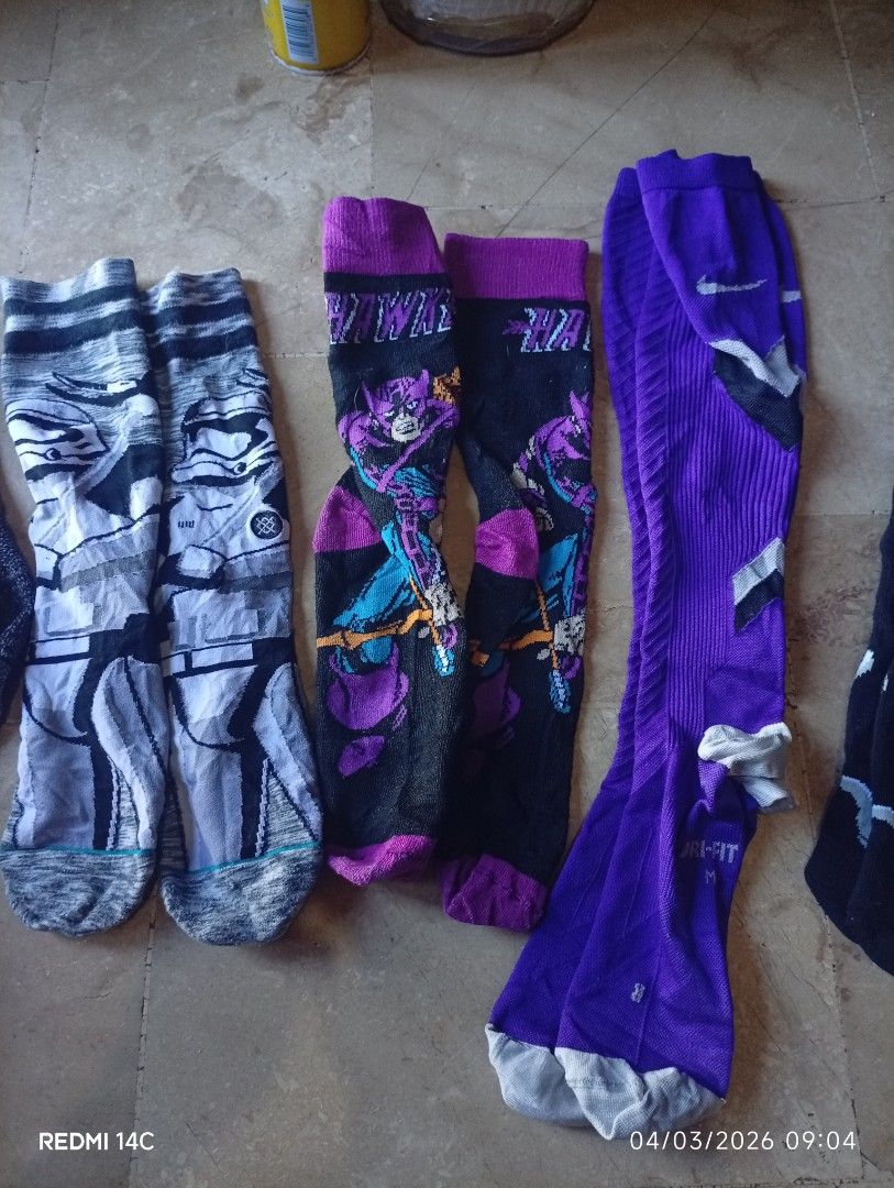 Nike, Stance, Under Armour Socks Bundle (Category: Socks) located in Naga. Submitted by bonethugz1822 (Listing ID 1424527925, Image 2). Description: - Assorted socks bundle - Includes Nike socks - Features Stance socks with Star Wars design - Includes Under Armour socks - Other unique patterns and designs - Variety of colors and styles -All legit -Kids to adult high mid sox -100 to 150 +sf Naga city bicol location.