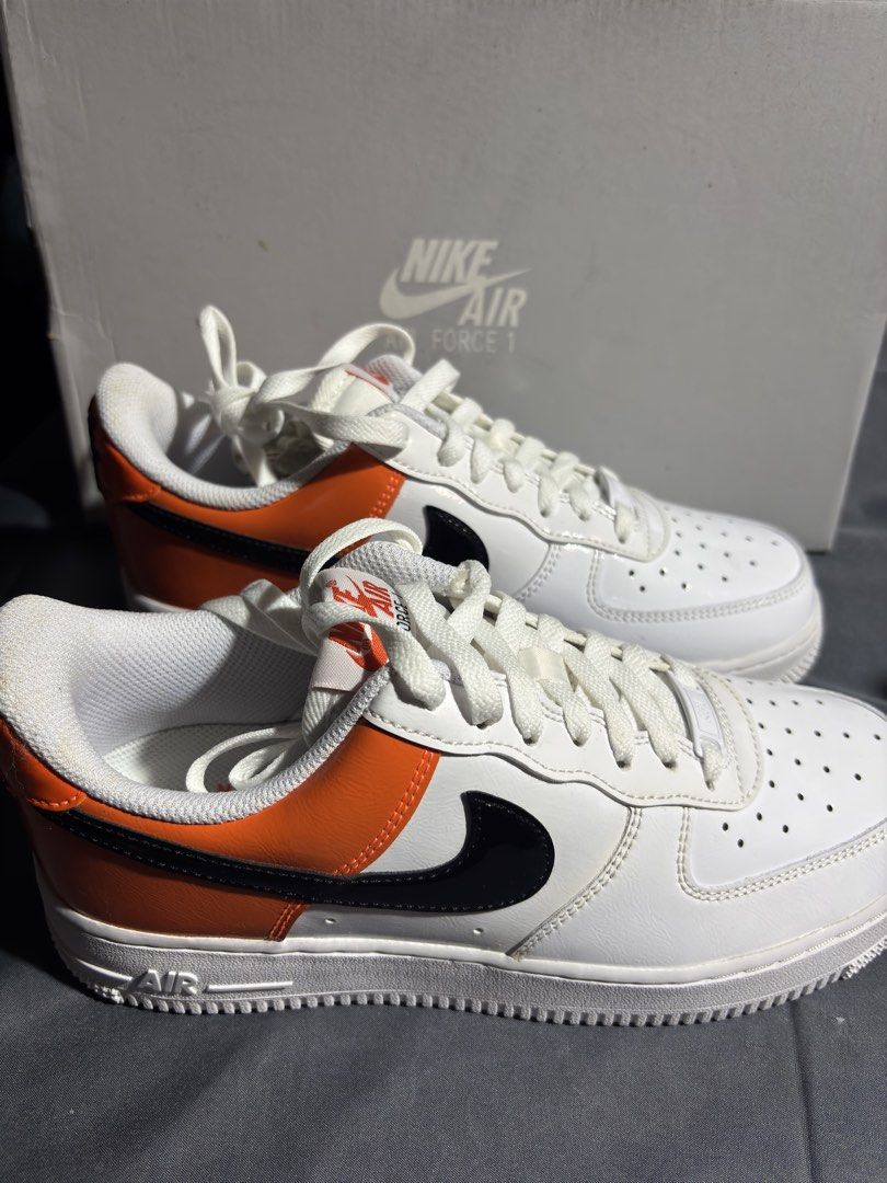 Original Nike W Air Force 1 '07 ESS (Category: Sneakers) located in Makati City. Submitted by hydes06 (Listing ID 1424642984, Image 1). Description: - Nike Air Force 1 '07 ESS -Original and Never been used with box - Color: White/Black-Brilliant Orange - Features: Orange heel, black swoosh - Size: US7.5, EUR 38.5, UK 5, CM 24.5 - Includes: Original box MOP:BPI/MARIBANK/GCASH/MAYA MOD: Lalamove/Grab (shouldered by the buyer) RFS: Decluttering.