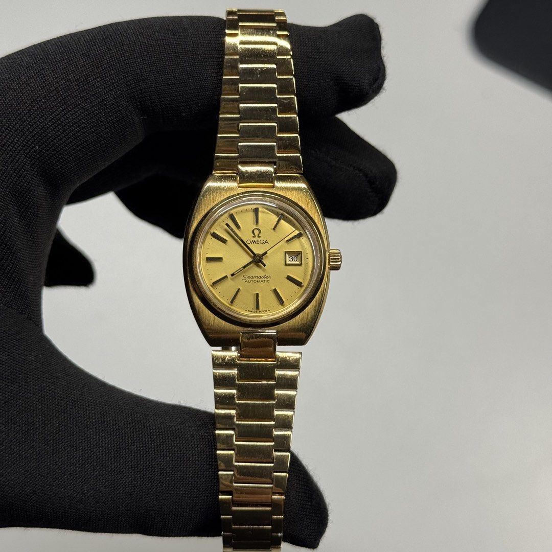 Omega Seamaster Gold Watch (Category: Luxury Watches) located in Manila. Submitted by vantageph_02 (Listing ID 1424542231, Image 1). Description: OMEGA " Seamaster " Automatic Ladies Watch 26mm case size Swiss Made All original Full links Newly serviced 3 month service warranty ₱35,000 Meetups anywhere in metro manila Otherwise shipping via Lalamove/LBC.