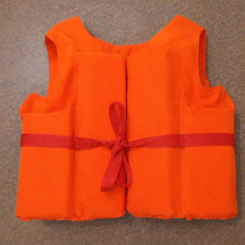 Orange Life Vest/Jacket Swim Floater 3 security locks (Category: Babies & Kids Fashion) located in Quezon City. Submitted by gicasworld (Listing ID 1424648692, Image 1). Description: Orange life vest features a red ribbon tie closure. It has a simple design with two front panels and shoulder straps. It is designed to provide buoyancy in water..