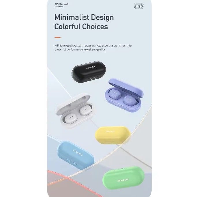ORIGINAL Awei TWS Bluetooth Earbuds (Category: Earphones) located in Manila. Submitted by iliasjen (Listing ID 1424699041, Image 2). Description: Awei T13 Pro Smart Touch In-Ear Bluetooth Earphone Earbuds with Charging Case IPX6 Waterproof Long Battery Life.