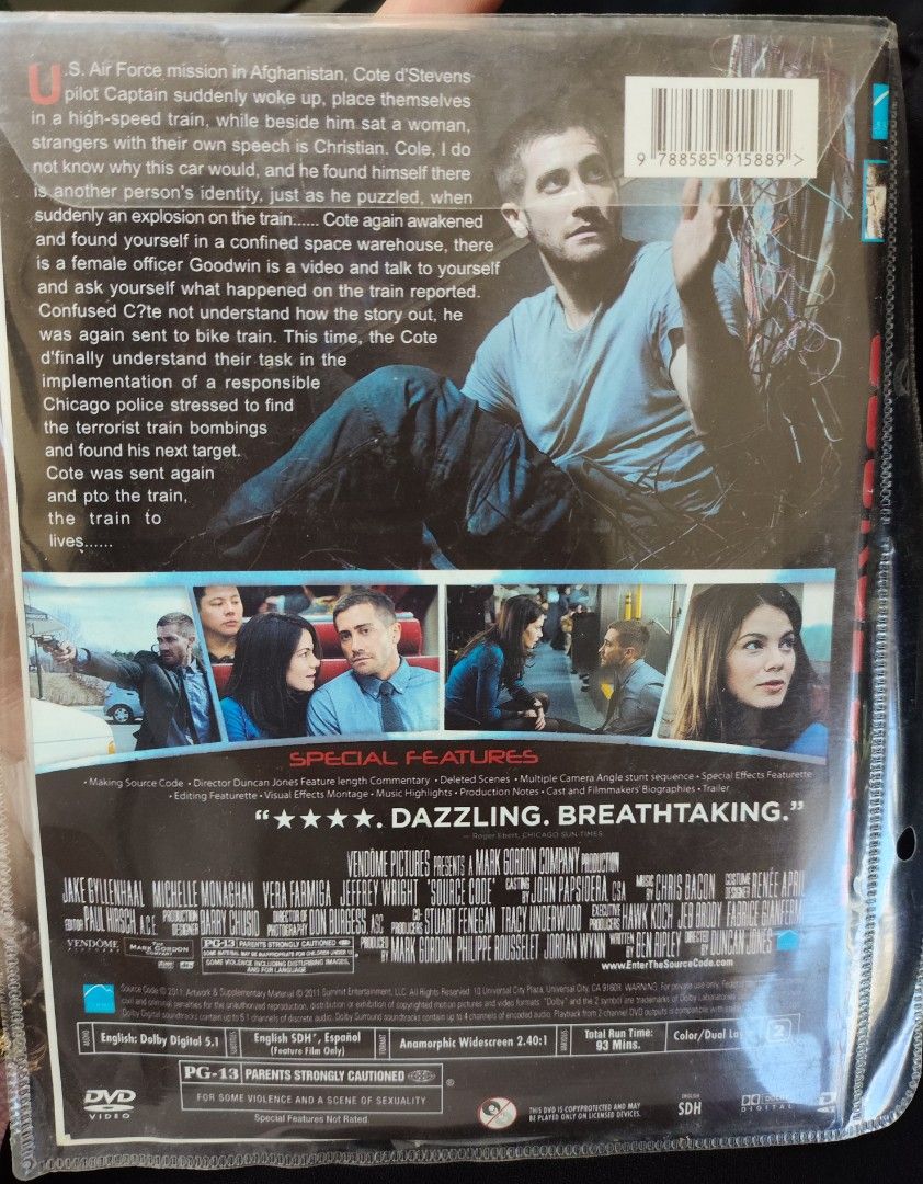 Source Code DVD (Category: CDs & DVDs) located in Singapore. Submitted by c.laeraa (Listing ID 1424674815, Image 2). Description: Sealed DVD of the movie Source Code starring Jake Gyllenhaal. Includes special features. Rated PG-13. Perfect for movie nights or a gift for a film enthusiast..