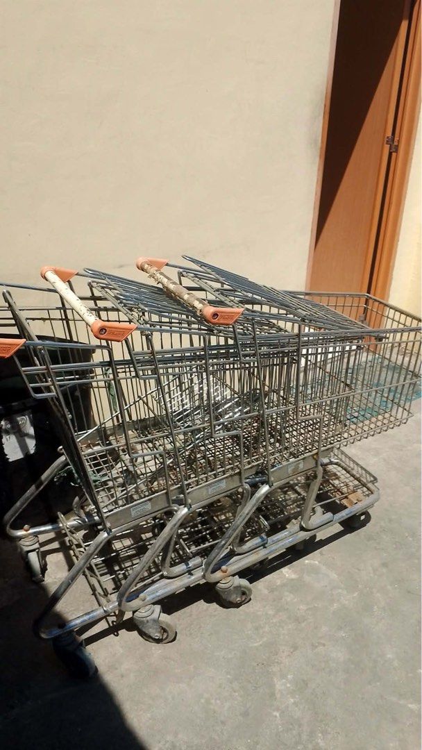 Used Shopping Carts (4pcs) (Category: Everything Else Others) located in Makati City. Submitted by penasam (Listing ID 1424562212, Image 1). Description: Used shopping carts for sale. Metal frame, wheels, and orange/white handles. Perfect for stores or warehouses. Well used. As is, where is. 1,200 each. Or take all for 4,500. 4 pcs total. Location: Tanzang Luma I, Imus, Cavite .