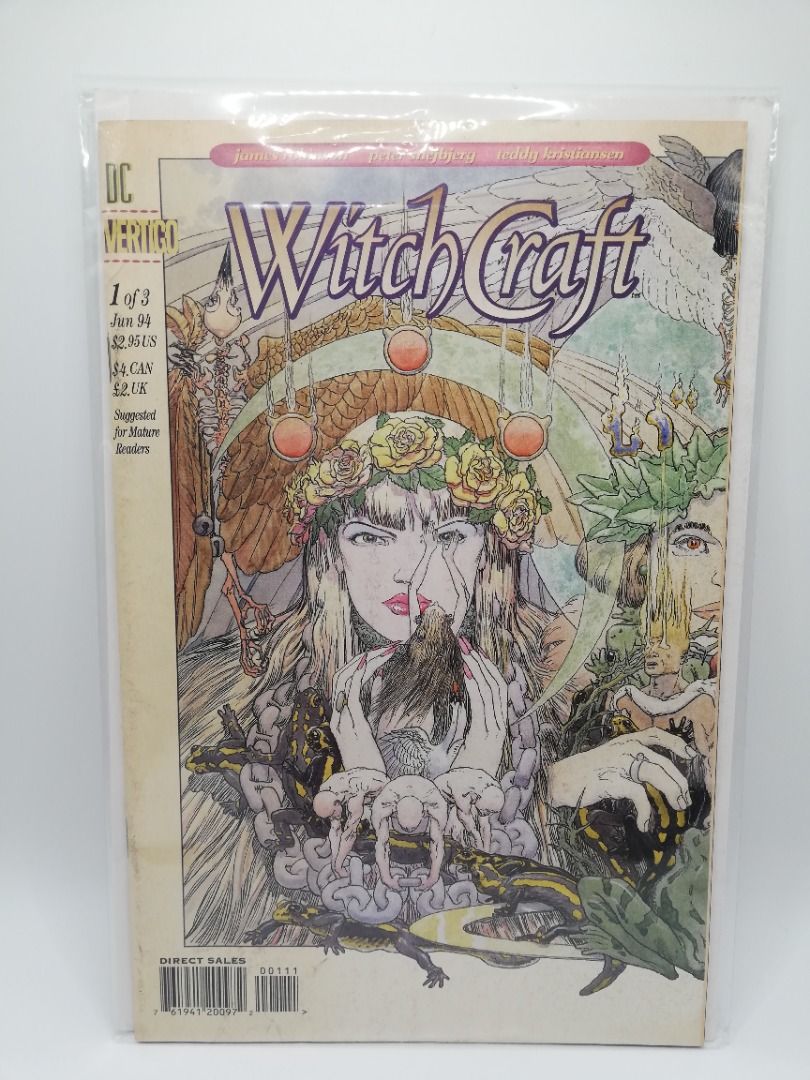 Vintage DC Comics Witchcraft #1 Comic Book June 1994 (Category: Comics & Manga) located in Davao. Submitted by henniescomics (Listing ID 1424639055, Image 1). Description: This is Witchcraft #1, published by DC Comics under the Vertigo imprint in June 1994. Written by James Robinson, this three-issue miniseries features characters—Mildred, Mordred (Morganna), and Cynthia—who originally appeared in Neil Gaiman's The Sandman .