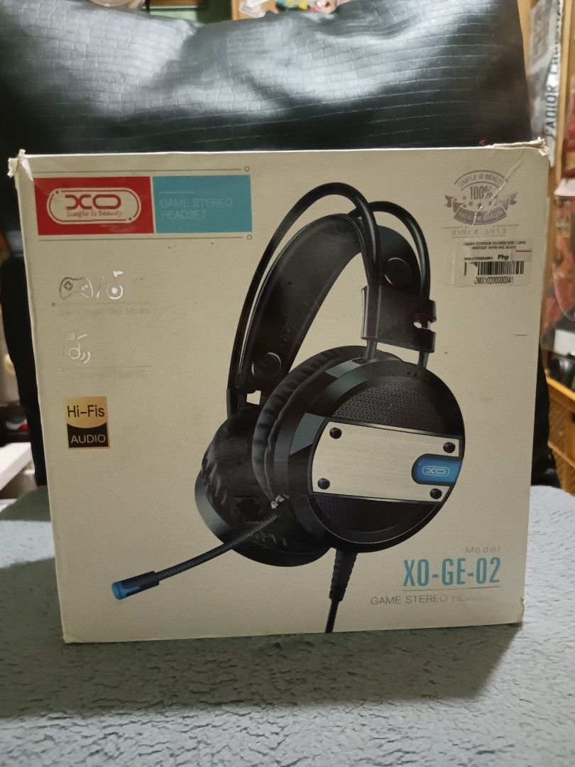 XO GE-02 Gaming stereo headset for PC (Category: Headphones & Headsets) located in Quezon City. Submitted by markgolveo (Listing ID 1424580440, Image 2). Description: XO GE-02 Gaming stereo headset for PC tested okay good clear sound output with its box signs of wears on its ear cuffs.