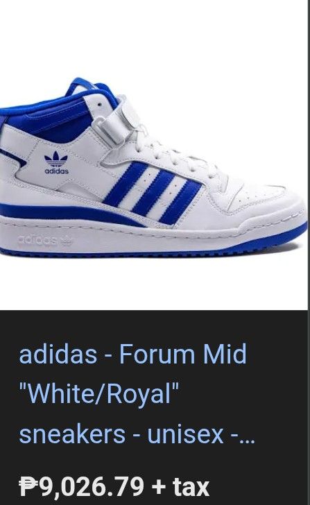 Adidas Forum Mid "Cloud White/Royal Blue" (authentic) -l (Category: Activewear) located in Cebu City. Submitted by westleygics18 (Listing ID 1424844607, Image 2). Description: Adidas Forum Mid "Cloud White/Royal Blue" (authentic) - Excellent Condition - Size 7.5-8 US Mens Actual Pictures Posted Dm.