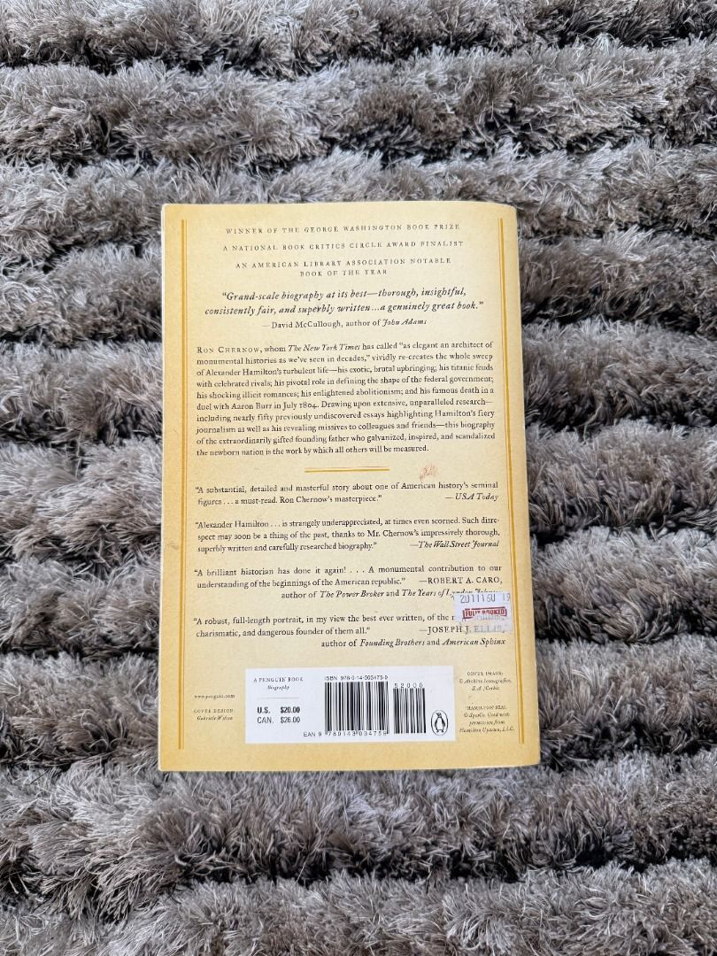 Alexander Hamilton by Ron Chernow (Category: Storybooks) located in Muntinlupa City. Submitted by clauisstuff (Listing ID 1424773968, Image 2). Description: Bought from Fully Booked Never read, just stored in a book shelf Minor fading due to time MOP: BDO/BPI/GotTyme only LOC: Taguig/Muntinlupa.