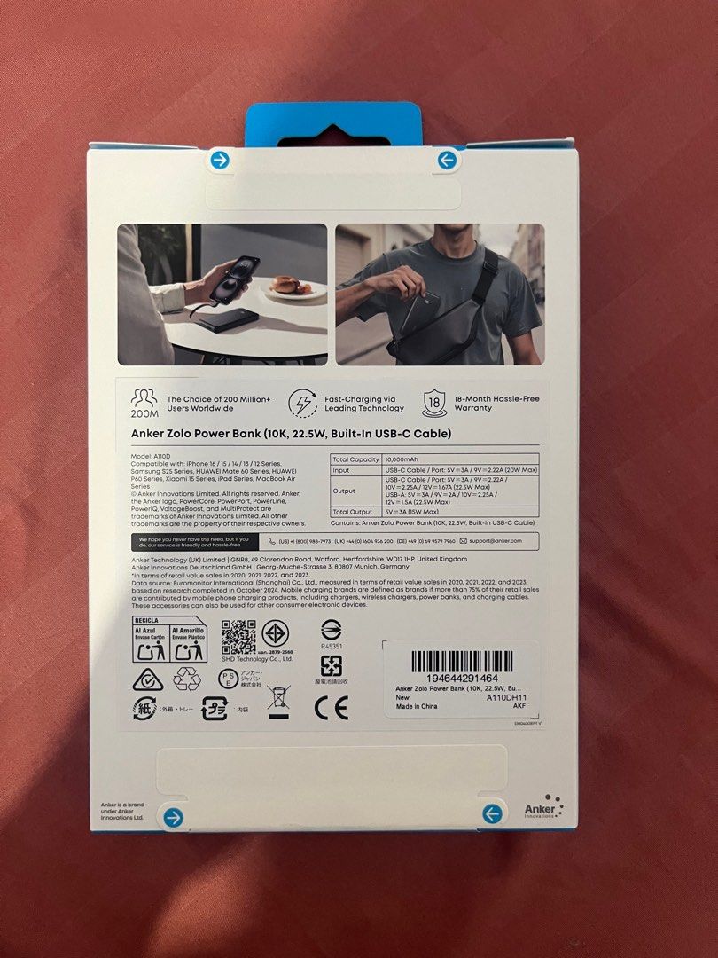 Anker power bank 10000 mAh (Category: Batteries & Power Banks) located in Manila. Submitted by cydeclutters (Listing ID 1424720450, Image 2). Description: Brand new Unopened Retails at 2,700 pesos Won at a raffle Reason for selling: already have a power bank.