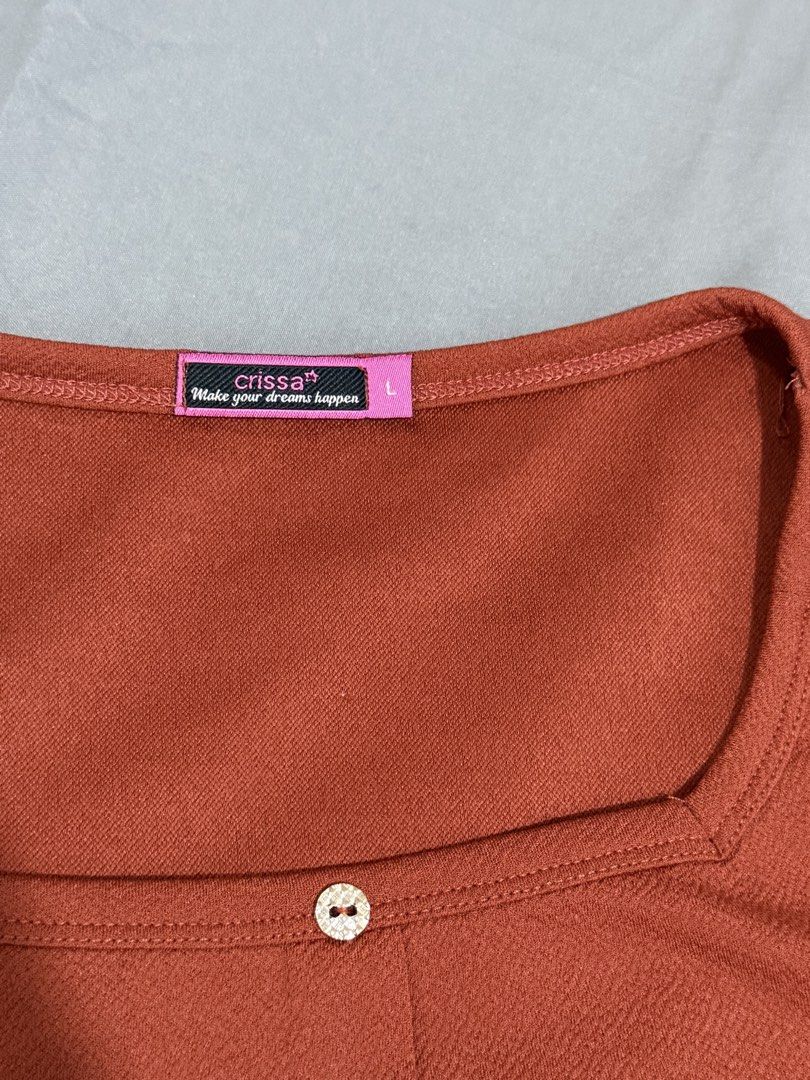 Button-Down Dress (Category: Dresses) located in Mansalay. Submitted by declutterandco (Listing ID 1424802667, Image 3). Description: Dress features a button-down design and short sleeves. It has a square neckline and a slit at the bottom. It is a knee-length dress..