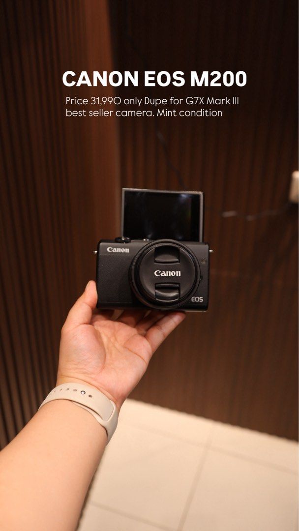 Canon EOS M200 with 15-45 lens (Category: Cameras) located in Manila. Submitted by jaimeeloutan (Listing ID 1424858167, Image 1). Description: EOS M200 Mirrorless with canon 15-45 lens dupe for G7X Mark III 💰31,990 only fixed price no more last price trending camera now check the sample shot using Canon EOS M200 -Canon M200 Mirrorless with 15-45 with 24MP APS-C sized sensor 4K video. With 120fps HD wifi Bluetooth connectivity wifi touch screen d