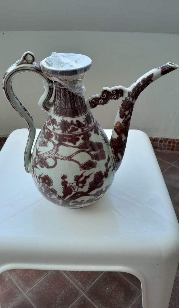 Ceramic Pitcher with Brown Floral Design445620713622743041