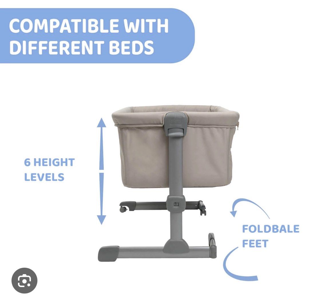 Chicco Crib (Category: Cots & Cribs) located in San Juan City. Submitted by rlcaps (Listing ID 1424851656, Image 3). Description: - Chicco Next2Me Essential Crib - Co-sleeping design - Adjustable height (6 levels) - Foldable feet - Compatible with different beds - Neutral color - 2 months used with box Original price 11,999.00.